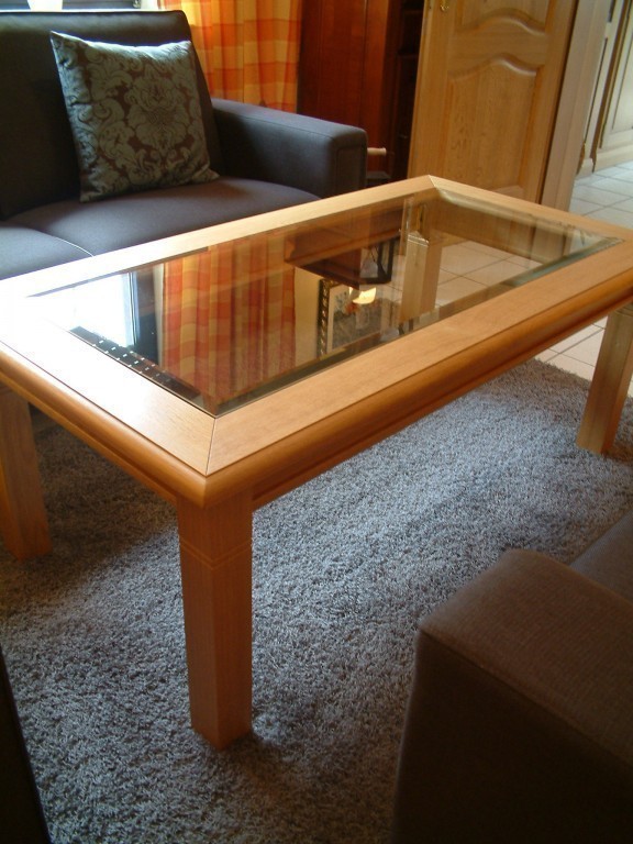 Couchtisch Gescher mit Glasplatte, Eiche, Buche oder ...